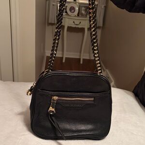 Aimee Kestenberg Black Leather Crossbody Bag with Gold Chain